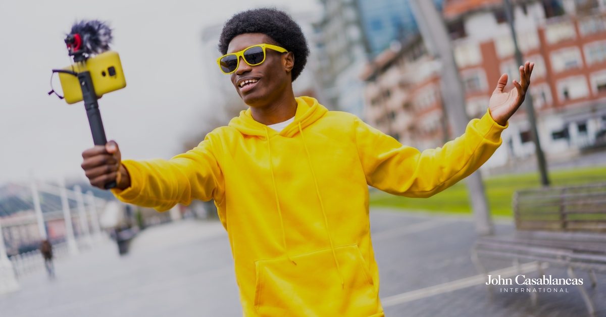 content creator filming himself