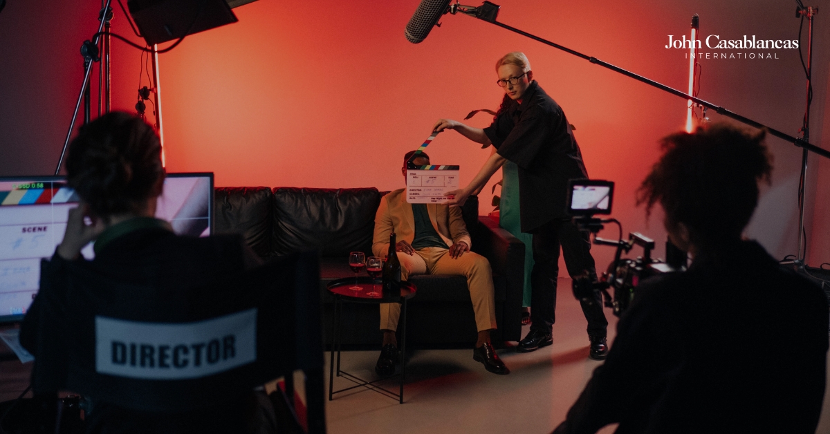 three people on a set