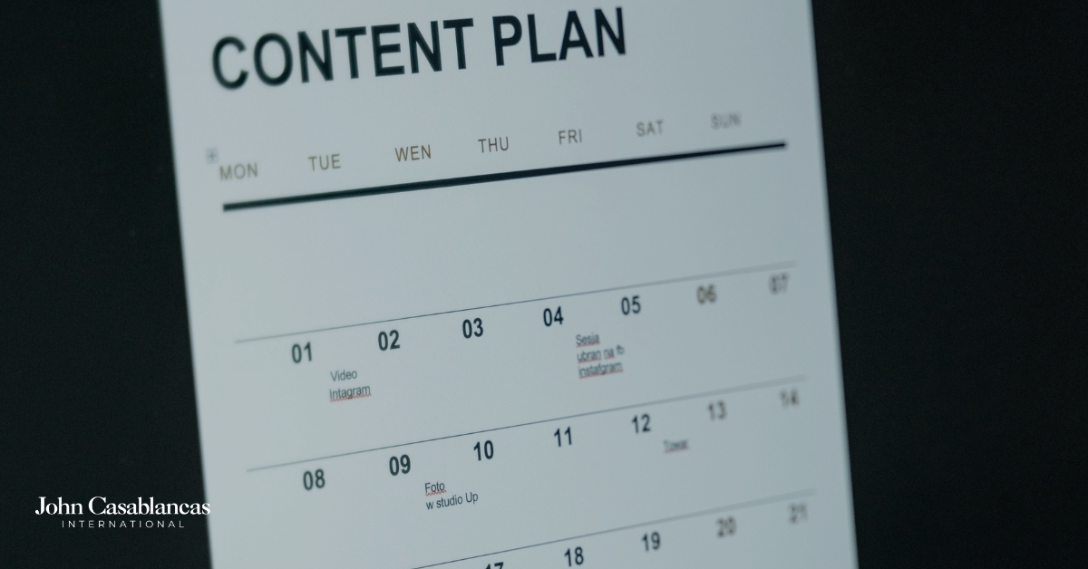 a content calendar for social media content