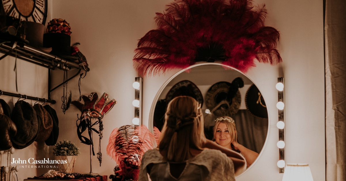 a performer backstage