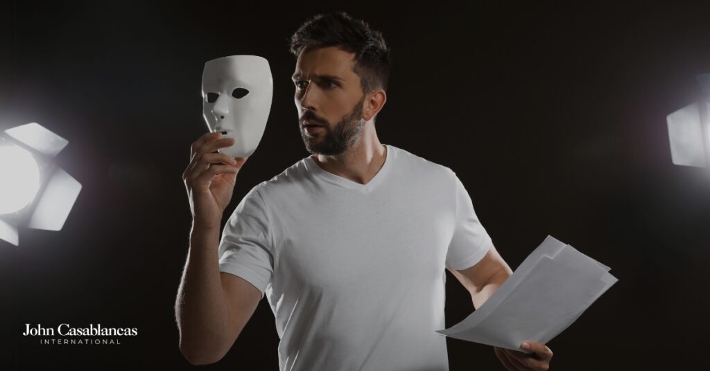 a person in a theatre acting class